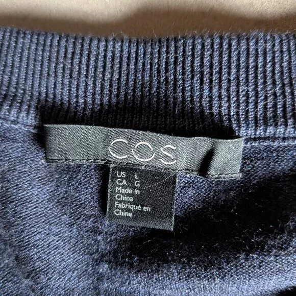 COS Basic wide-neck knit jumper | Navy - Picture 6 of 16